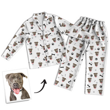 Custom Dog Photo Long Sleeve Pajamas, Nightwear, Sleepwear - Bone