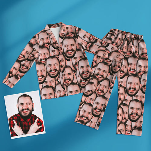 Custom Face Mash Long Sleeve Pajamas Unique Gifts