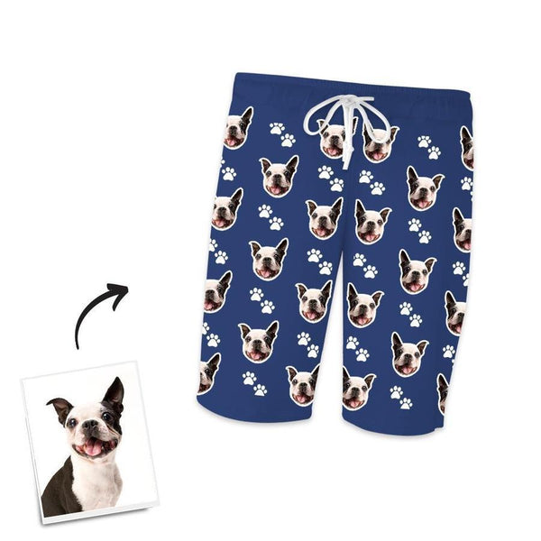 Custom Face Dog Footprints Short Pajama Pants A Funny Gift