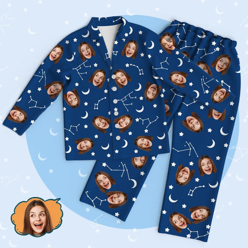 Custom Photo Family Pajamas Set Starry Sky Pajama