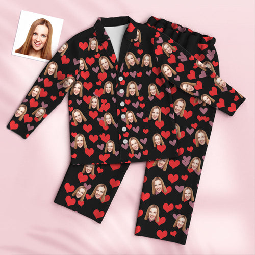 Custom Face Pajamas Personalized Photo Pajama Women Men Set Pajamas Love Hearts