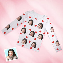 Custom Face Pajamas Personalised Round Neck Love Red Heart Pajamas For Women Valentine's Day Gift