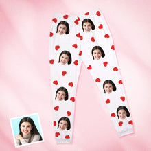 Custom Face Pajamas Personalised Round Neck Love Red Heart Pajamas For Women Valentine's Day Gift