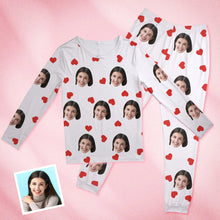 Custom Face Pajamas Personalised Round Neck Love Red Heart Pajamas For Women Valentine's Day Gift