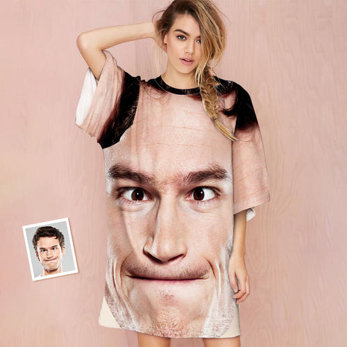 Custom Photo Face Nightdress Creative Spoof Man Face Funny Gifts - MyFacepajamas