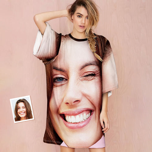 Custom Photo Face Nightdress Creative Spoof Woman Face Funny Gifts - MyFacepajamas