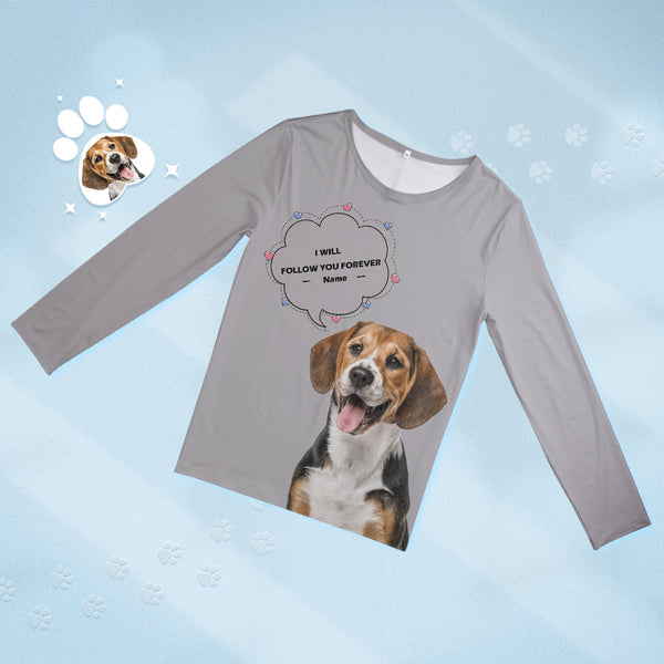 Custom Pet Photo Name Pajamas Personalised Round Neck Dog Cat Lover Pajamas Gift For Women