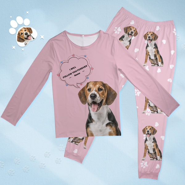 Custom Pet Photo Name Pajamas Personalised Round Neck Dog Cat Lover Pajamas Gift For Women