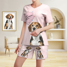 Custom Pet Photo Name Short Pajamas Personalised V-neck Dog Cat Lover Pajamas - MyFacepajamas