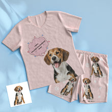 Custom Pet Photo Name Short Pajamas Personalised V-neck Dog Cat Lover Pajamas - MyFacepajamas