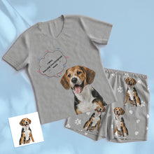 Custom Pet Photo Name Short Pajamas Personalised V-neck Dog Cat Lover Pajamas - MyFacepajamas