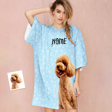 Custom Photo And Name Nightdress Personalised Women's Oversized Nightshirt Footprint Gifts For Her - MyFacepajamas