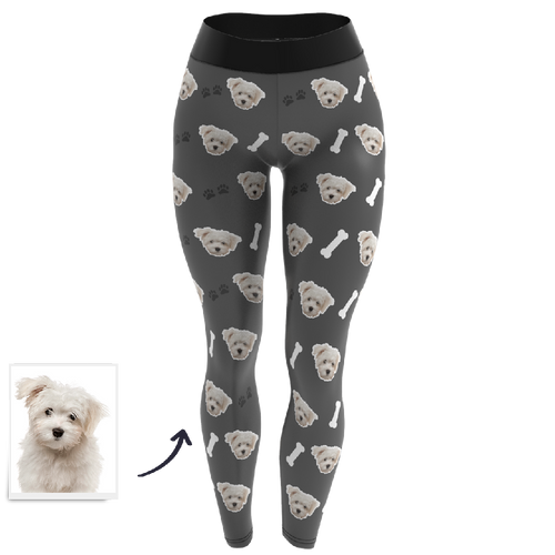 Custom Pet Dog Face Personalized Leggings - Custom Yoga Pants