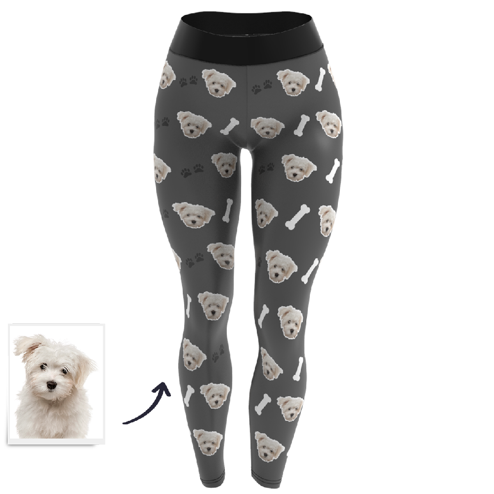 Custom Pet Dog Face Personalized Leggings - Custom Yoga Pants