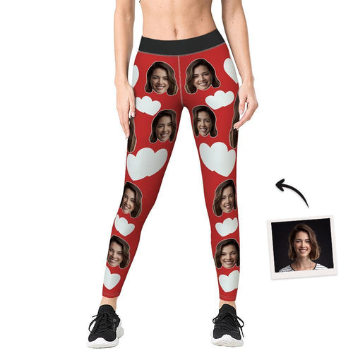 Custom Face Love Heart Red Yoga Leggings