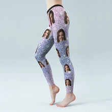 Custom Face Shiny Silvery Yoga Leggings