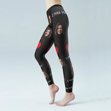 Custom Face Love Heart I Miss You Yoga Leggings