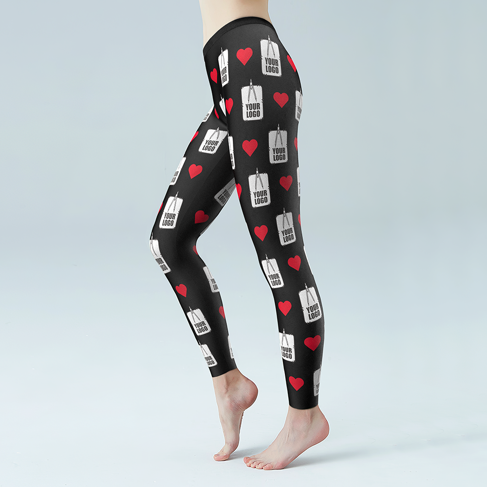 Custom Heart Leggings With Your LOGO Personalized Gift