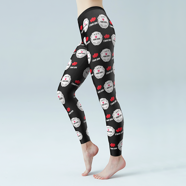 Custom Heart I Love You Leggings With Your LOGO Personalized Gift