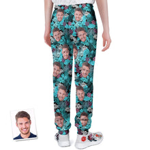 Custom Face Sweatpants Personalised Leaves Design Unisex Joggers