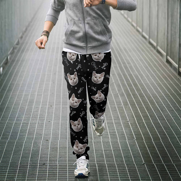 Custom Cat Face Sweatpants Unisex Joggers Gift For Pet Lovers