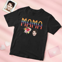 Custom Face MAMA Shirt With Flowers Personalised Photo Mothe's Day Shirt - MyFacepajamas