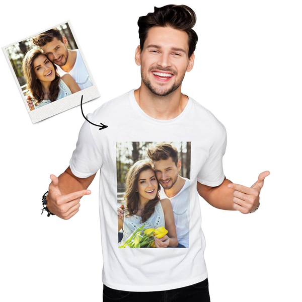 Custom Photo Men's Cotton T-shirt Short Sleeve Gifts for Love