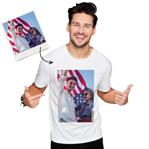 Independence Day Custom Photo Men's Cotton T-shirt Short Sleeve T-shirt