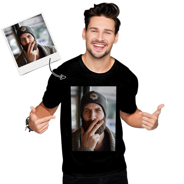 Custom Photo Men's Cotton T-shirt Short Sleeve Smoking