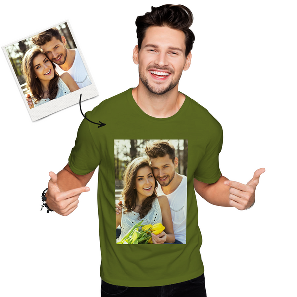 Custom Photo Men's Cotton T-shirt Short Sleeve Gifts for Love