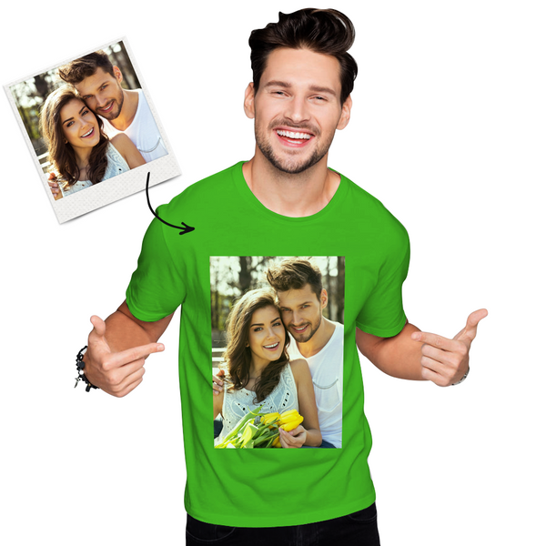 Custom Photo Men's Cotton T-shirt Short Sleeve Gifts for Love