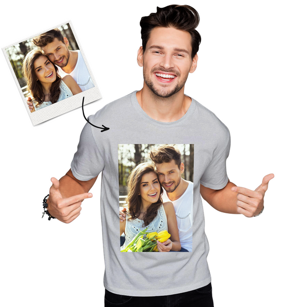 Custom Photo Men's Cotton T-shirt Short Sleeve Gifts for Him