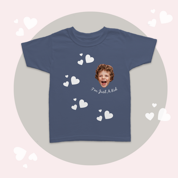 Custom Face Heart Shirt Polyester T-shirt Melanin Skin Color Kids Shirts