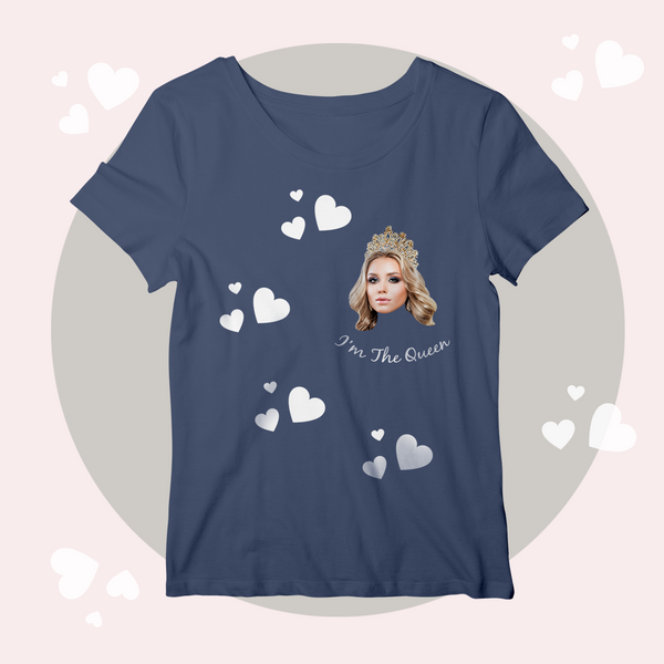 Custom Face Heart Shirt Women's Cotton T-shirt Melanin Skin Color