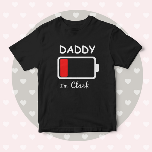 Custom Name Matching Family Shirts Personalised Men's Cotton T-shirt Low Battery