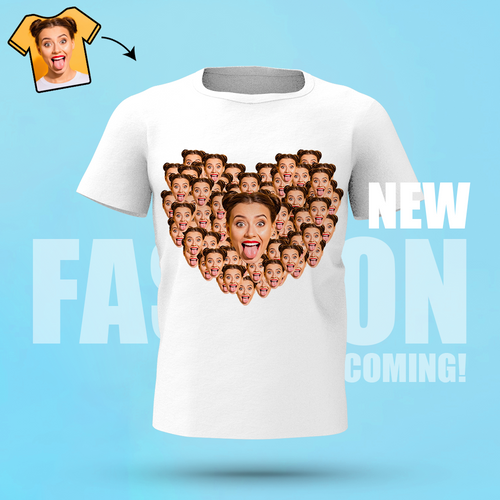 Personalized Heart Face Mash T-Shirt Personalized Shirt White Best Gift