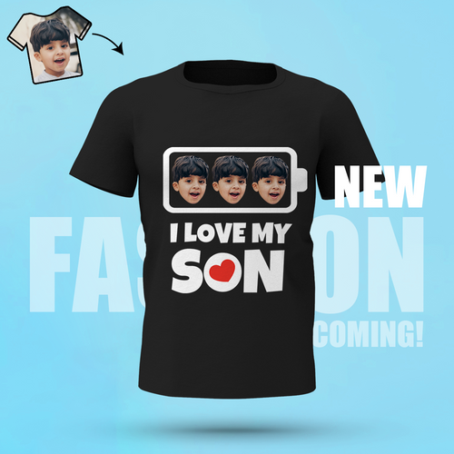Personalized Face T-Shirt Personalized Shirt I Love My Son Black Best Gift For Dad