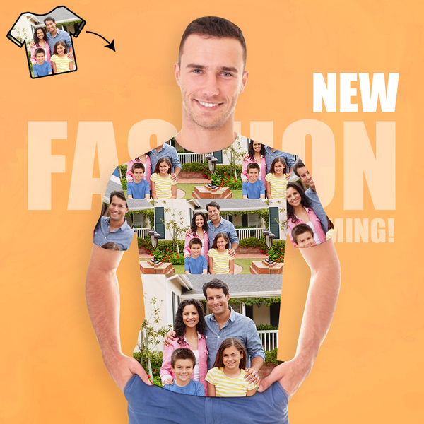 Custom Photo Men's All Over Print Personalised T-shirt Family