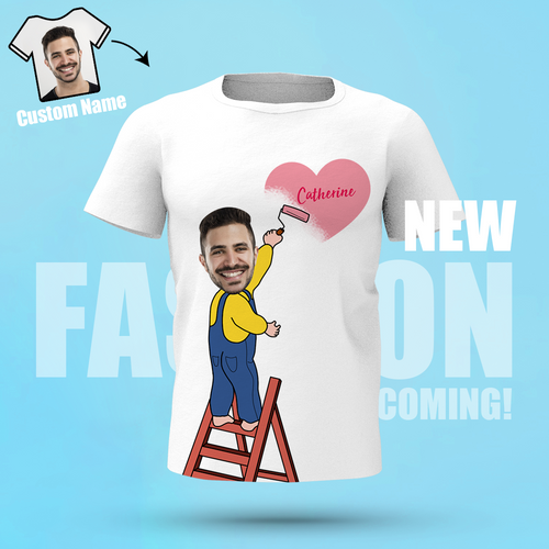 Custom Face&Name Painting Men's All Over Print T-shirt