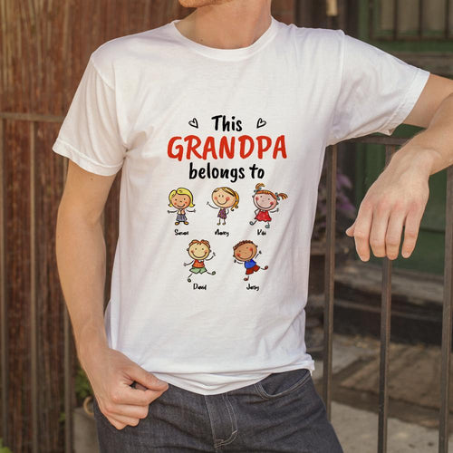 Personalized Name Cartoon T-Shirt White Personalized Shirt For Grandpa Best Gift