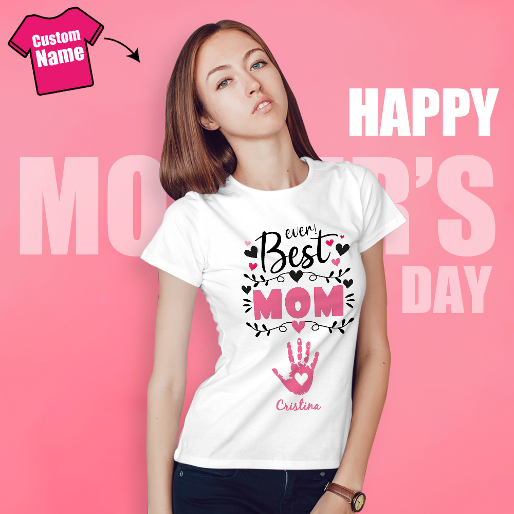 Custom Photo T-shirt Hand Print Element Best Mom Ever