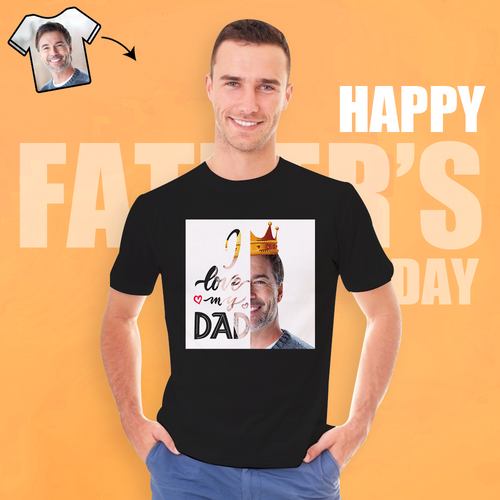 Custom Photo Shirt Personalised Gifts Queen Dad Men's Cotton T-shirt