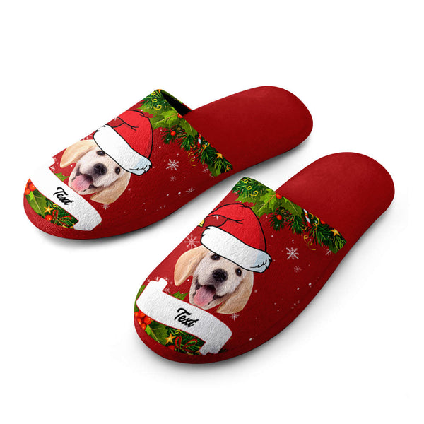 Custom Face And Text Women's and Men's Cotton Slippers Christmas Gift With Custom Name Casual House Shoes Indoor Outdoor Bedroom Slippers