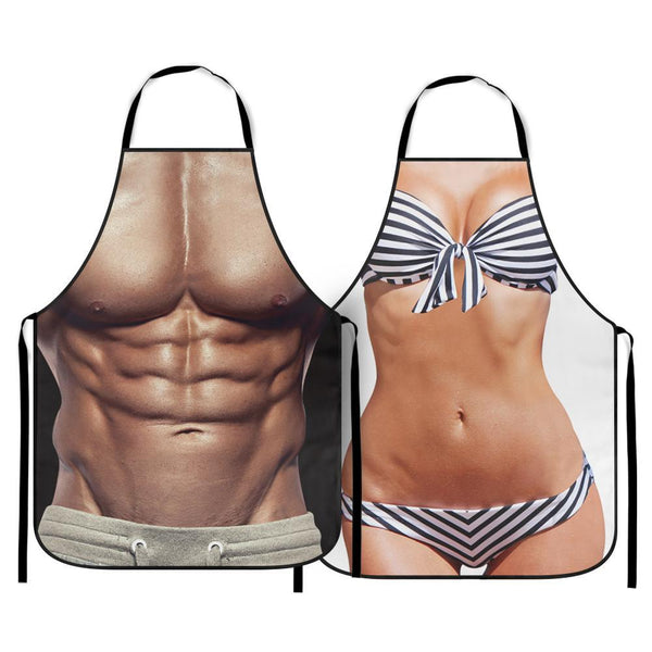 Muscle and Bikini Couple Apron Pack of 2