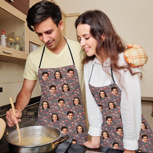 Custom Face Kitchen Apron With Heart - Unique Gifs For Your Love