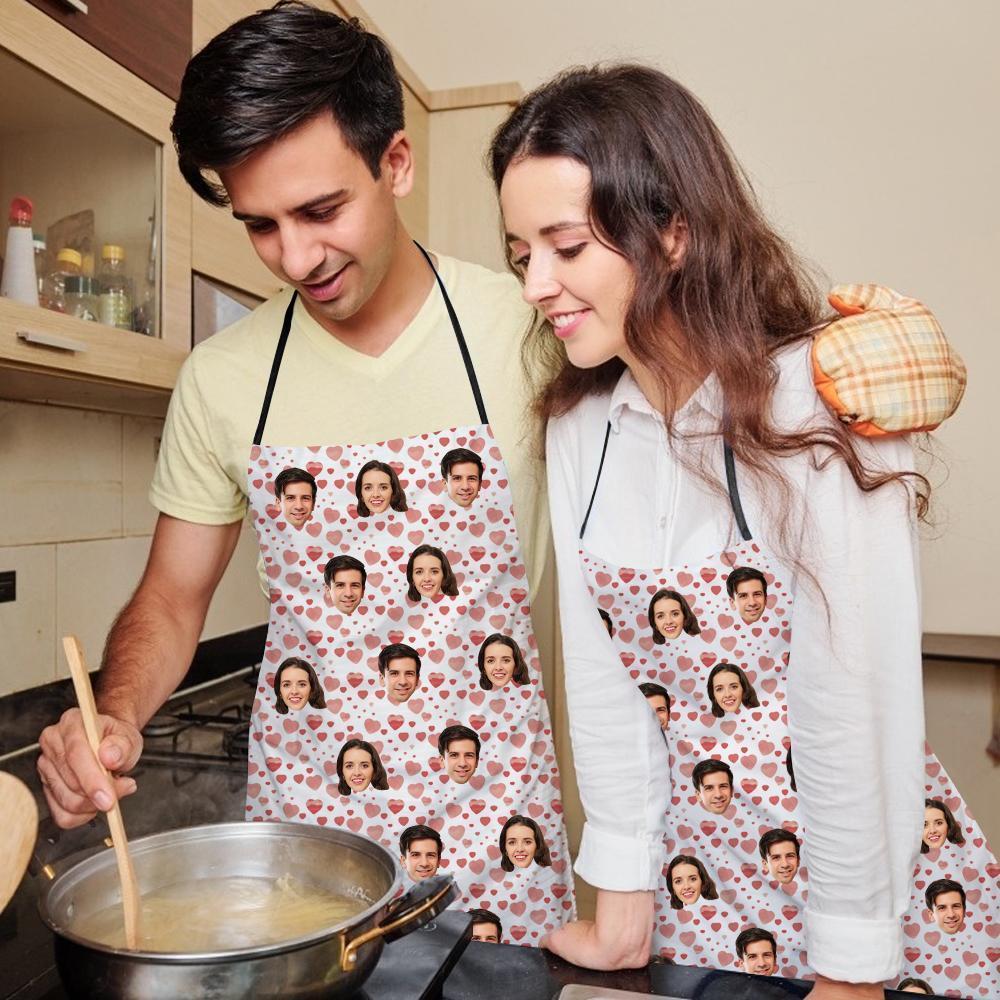 Custom Face Kitchen Apron With Heart - Unique Gifs For Your Love