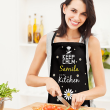 Custom Cooking Apron For Mom Flowers With Your Name - Keep Calm In The Kitchen