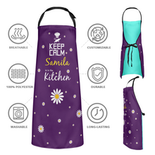 Custom Cooking Apron For Mom Flowers With Your Name - Keep Calm In The Kitchen