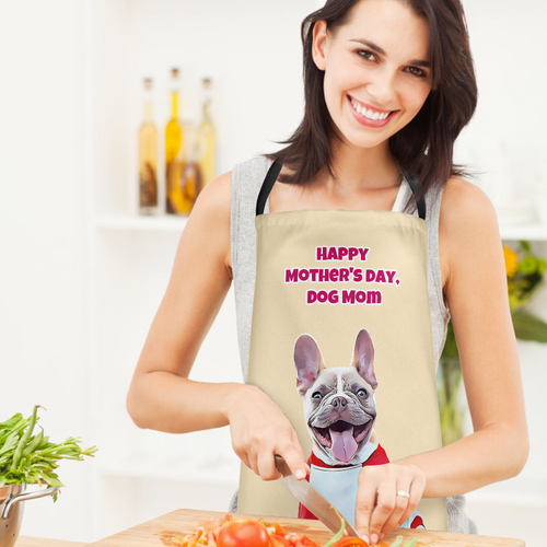 Custom Face Kitchen Apron Happy Mother's Day - Dog Mom