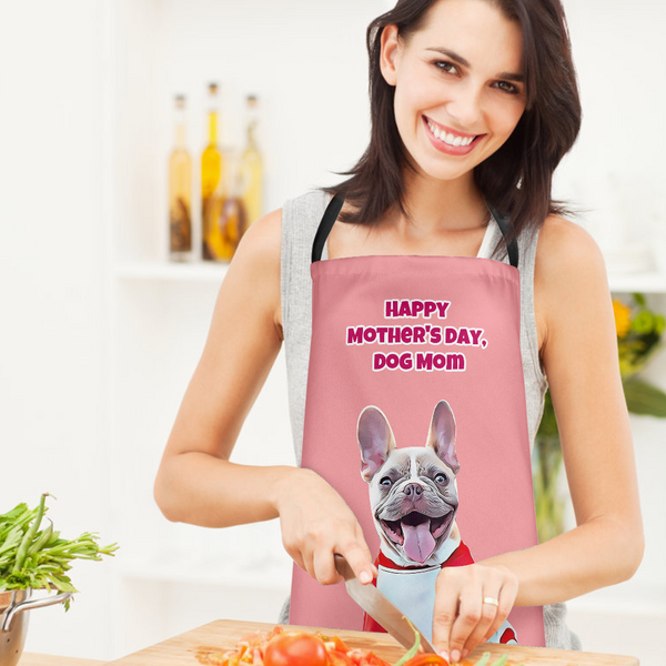 Custom Face Kitchen Apron Happy Mother's Day - Dog Mom